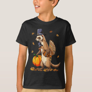 Funny Ferret Turkey Pumpkin Thanksgiving Gift Men  T-Shirt