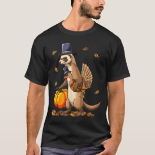 Funny Ferret Turkey Pumpkin Thanksgiving Gift Men T-Shirt