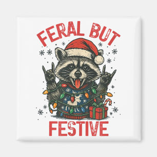 Funny Festive But Feral Santa Raccoon Lover Animal Magnet