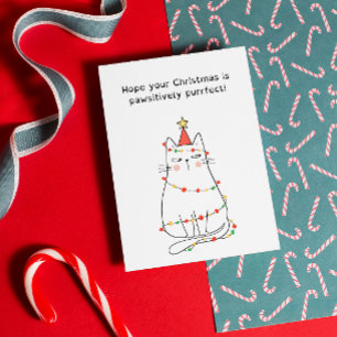 Funny Festive Cat Christmas Card