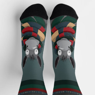 Funny Festive Chic Cute Donkey Turquoise Grey  Socks