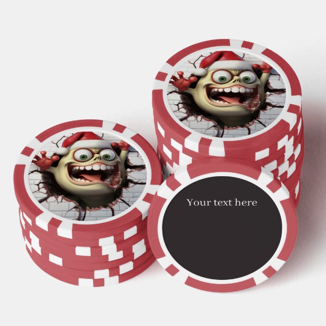 Funny festive Christmas 3dee monster Poker Chips (Stack)