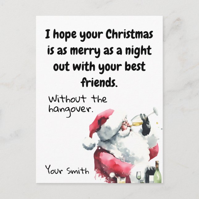 Funny Festive Christmas Holiday Postcard (Front)