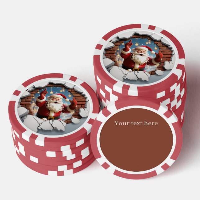 Funny festive Christmas Santa add text  Poker Chips (Stack)