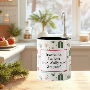 Funny Festive Christmas Two-Tone Coffee Mug