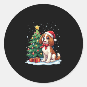 Funny Festive Dog Costume with decorated Christmas Classic Round Sticker