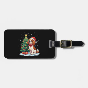 Funny Festive Dog Costume with decorated Christmas Luggage Tag