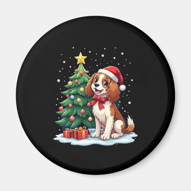 Funny Festive Dog Costume with decorated Christmas Magnet (Front)