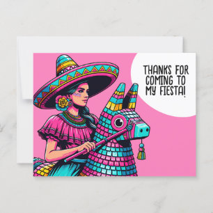  Funny Festive Fiesta Piñata Party Thank You Postcard