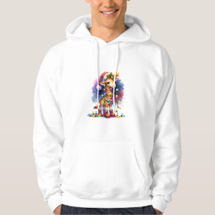 Funny Festive Giraffe Santa Hat Christmas Lights S Hoodie
