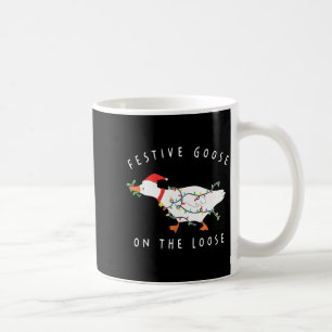 Funny Festive Goose On The Loose Christmas  Coffee Mug