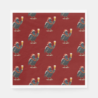 Funny Festive Grouse with Beer Christmas Napkins