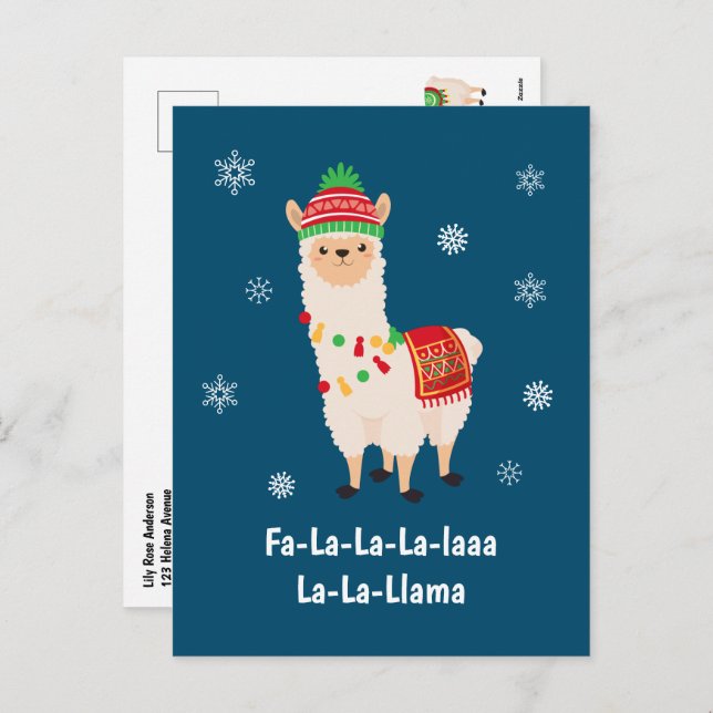 Funny Festive Llama Pun Holiday Card (Front/Back)