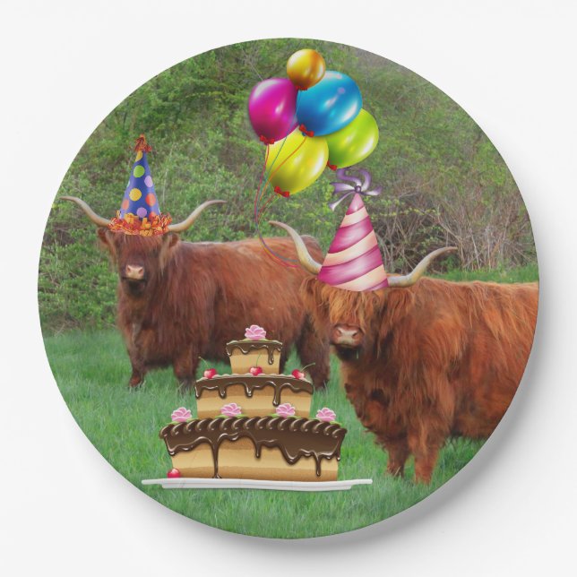 Funny Festive Steer Barnyard Paper Plate (Front)