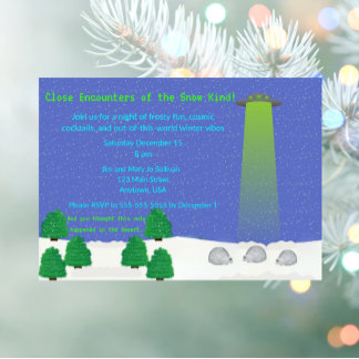 Funny & Festive Winter Party-Snow and Aliens Invitation