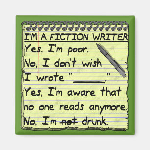 Funny Fiction Writer Answer Sheet Drunk Magnet