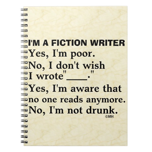 Funny Fiction Writer Answer Sheet Notebook (Front)