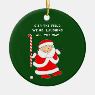 Funny Field Hockey Ceramic Tree Decoration