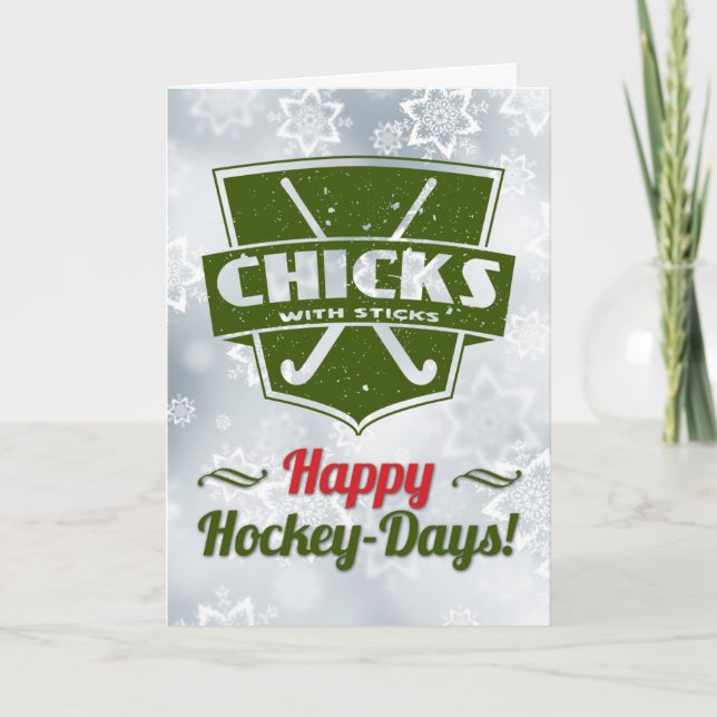 Funny Field Hockey Holiday Card Xmas Card (Front)