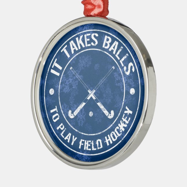 Funny Field Hockey Holiday Ornament (Left)