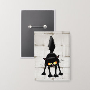 Funny Fierce Black Cat Cartoon 