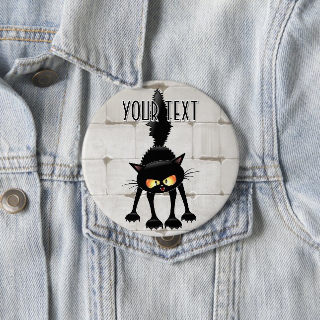 Funny Fierce Black Cat Cartoon  10 Cm Round Badge (In Situ)