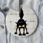 Funny Fierce Black Cat Cartoon  6 Cm Round Badge<br><div class="desc">Funny Fierce Black Cat Cartoon Character looking menacing. Original Vector Art Design © BluedarkArt TheChameleonArt.</div>