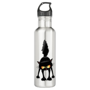 Funny Fierce Black Cat Cartoon  710 Ml Water Bottle