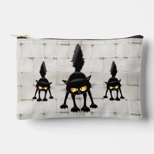Funny Fierce Black Cat Cartoon  Accessory Pouch