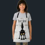 Funny Fierce Black Cat Cartoon  Apron<br><div class="desc">Funny Fierce Black Cat Cartoon Character looking menacing. Original Vector Art Design © BluedarkArt TheChameleonArt.</div>