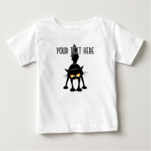 Funny Fierce Black Cat Cartoon  Baby T-Shirt
