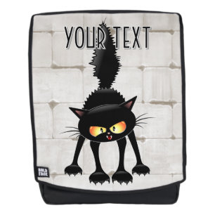Funny Fierce Black Cat Cartoon  Backpack