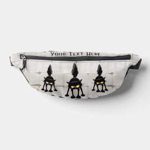 Funny Fierce Black Cat Cartoon  Bum Bags