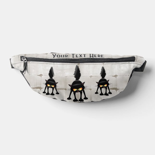 Funny Fierce Black Cat Cartoon  Bum Bags (Lay Down)
