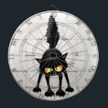 Funny Fierce Black Cat Cartoon  Dartboard<br><div class="desc">Funny Fierce Black Cat Cartoon Character looking menacing. Original Vector Art Design © BluedarkArt TheChameleonArt.</div>