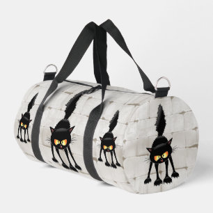 Funny Fierce Black Cat Cartoon  Duffle Bag