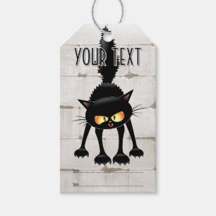 Funny Fierce Black Cat Cartoon Gift Tags