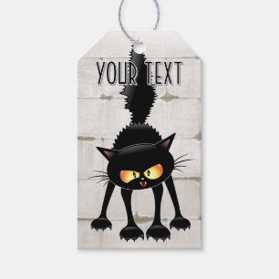 Funny Fierce Black Cat Cartoon Gift Tags