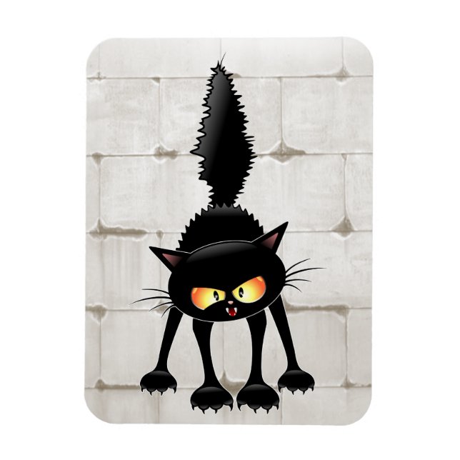 Funny Fierce Black Cat Cartoon  Magnet (Vertical)