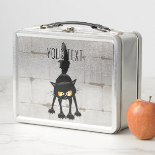 Funny Fierce Black Cat Cartoon  Metal Lunch Box