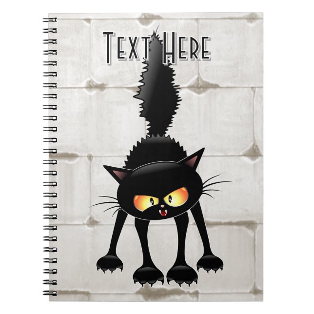 Funny Fierce Black Cat Cartoon  Notebook (Front)