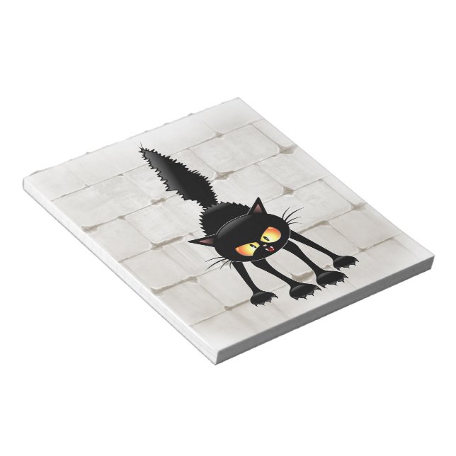 Funny Fierce Black Cat Cartoon  Notepad (Angled)
