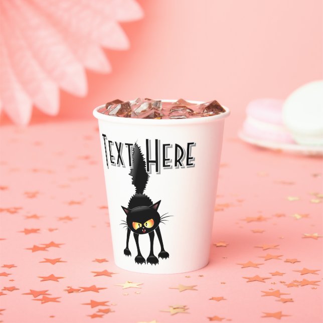 Funny Fierce Black Cat Cartoon  Paper Cups (Insitu)