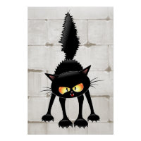 Funny Fierce Black Cat Cartoon