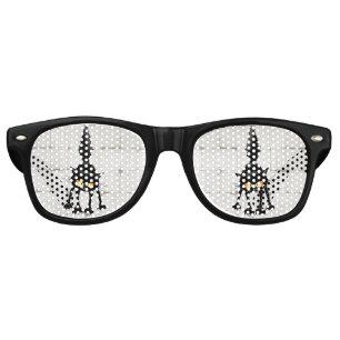 Funny Fierce Black Cat Cartoon  Retro Sunglasses