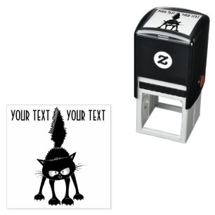 Funny Fierce Black Cat Cartoon  Self-inking Stamp