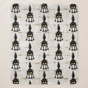 Funny Fierce Black Cat Cartoon Sherpa Blanket