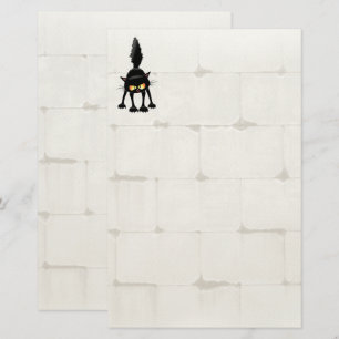 Funny Fierce Black Cat Cartoon Stationery