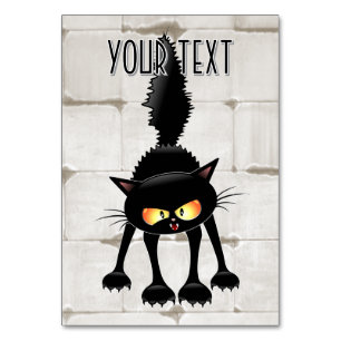 Funny Fierce Black Cat Cartoon  Table Number