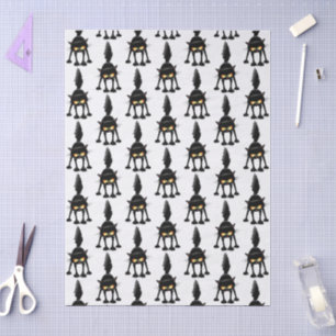 Funny Fierce Black Cat Cartoon Tissue Paper